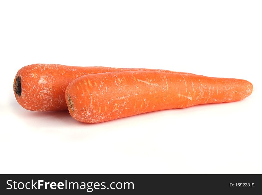 Two carrot isolated on white background
