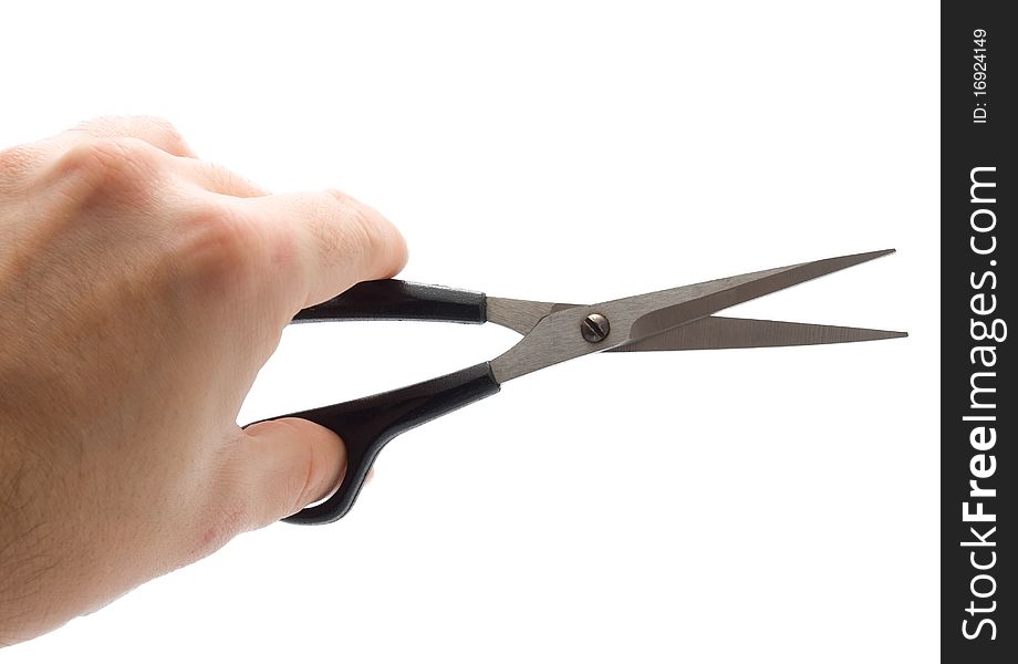 Clipper in hand on white background. Clipper in hand on white background