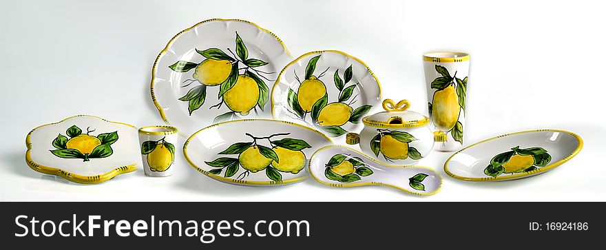 White dish with lemon decoration