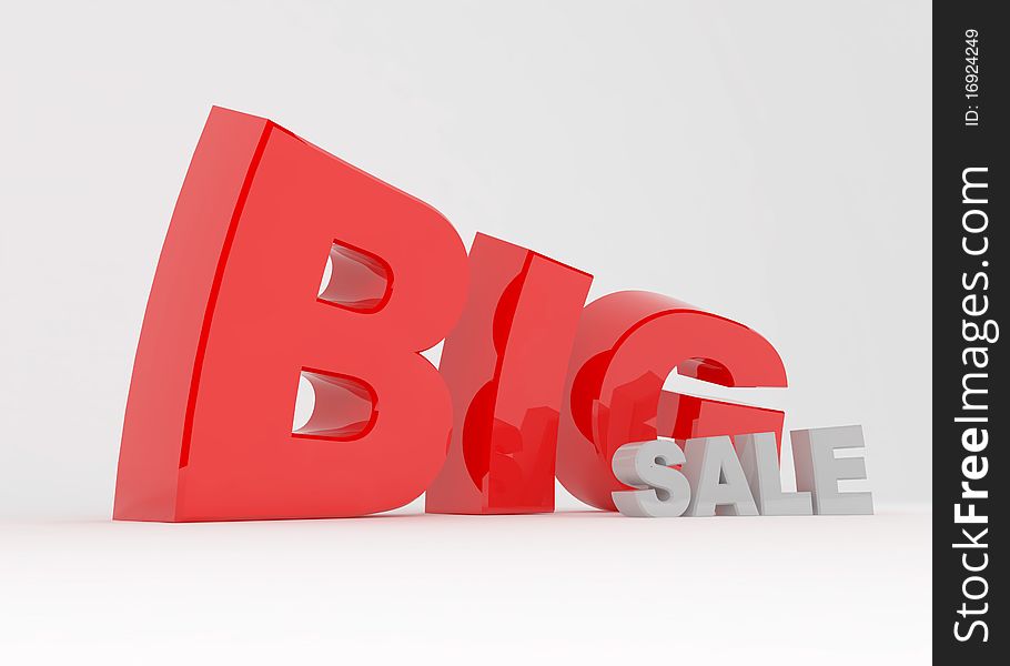 Red sign BIG and gray sale on gray background. Red sign BIG and gray sale on gray background