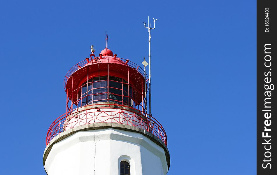 Lighthouse detail - blue Sky - Summer Time - Navigation Concept. Lighthouse detail - blue Sky - Summer Time - Navigation Concept