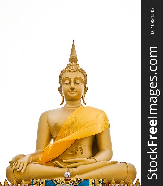 View of buddha statue in gold paint