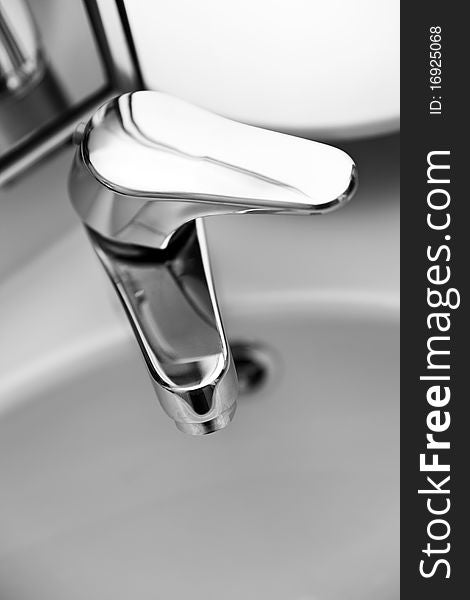 Close-up of chrome bathroom tap