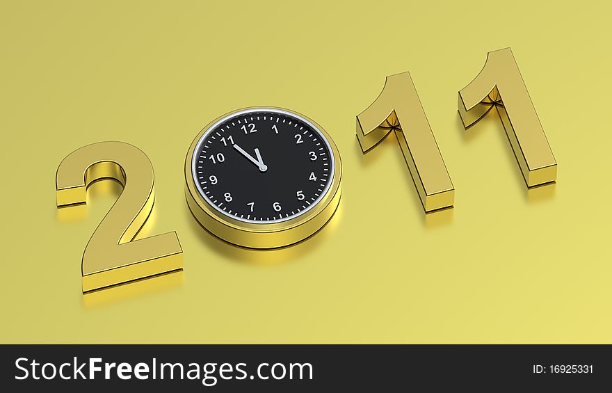 Gold sign of five minutes to new year on gold background. Computer generated 3D photo rendering. Gold sign of five minutes to new year on gold background. Computer generated 3D photo rendering.