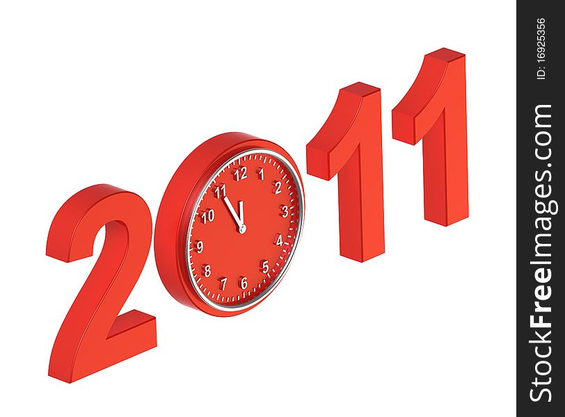 Red sign of five minutes to new year on white. Computer generated 3D photo rendering. Red sign of five minutes to new year on white. Computer generated 3D photo rendering.