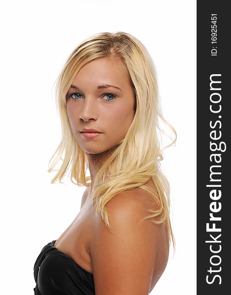 Portrait of Young Blond Woman isolated on a white background. Portrait of Young Blond Woman isolated on a white background