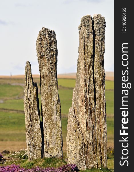 Neolitc stone circle with henge at Brodgar Orkney. Neolitc stone circle with henge at Brodgar Orkney