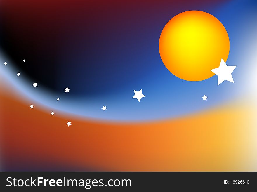 A colored christmas illustration with stars. A colored christmas illustration with stars