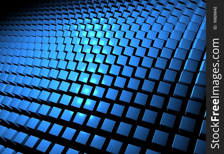 Abstract background with 3d blue cubes pattern