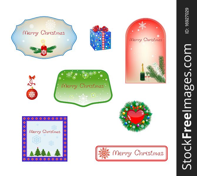 Christmas cards and isolated objects on a white background. Christmas cards and isolated objects on a white background