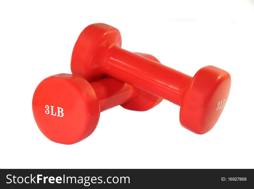 Red Dumbbells on a white background