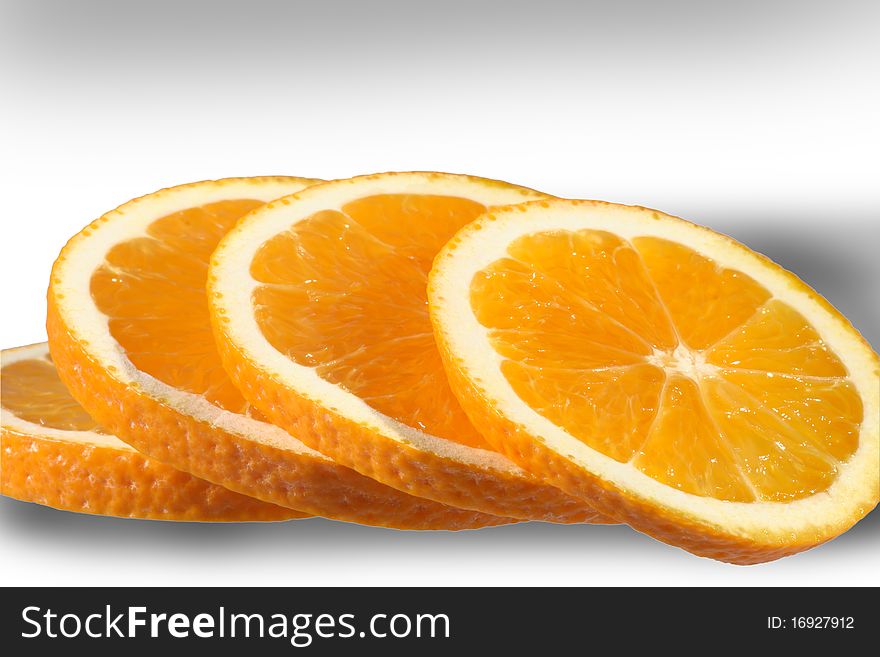 Fresh sliced orange isolated. Clipping path included. Fresh sliced orange isolated. Clipping path included.