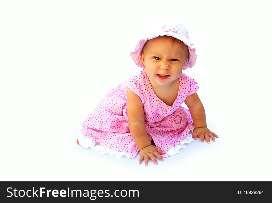 A beautiful little girl in pink