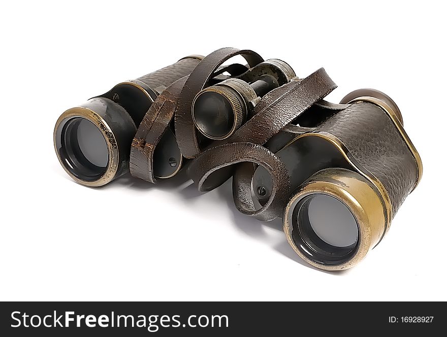 Old binocular isolated on white background