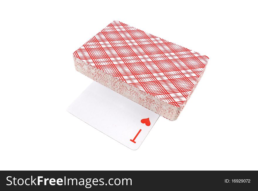 A deck of playing cards on white background. A deck of playing cards on white background