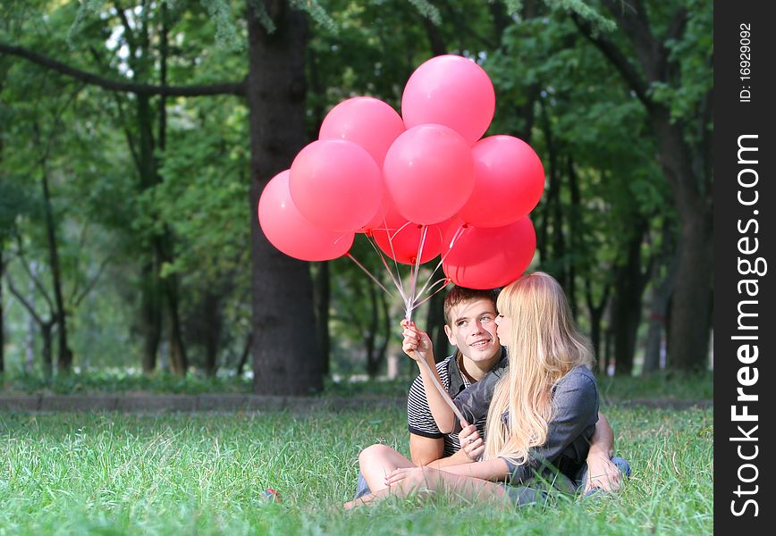 Loving couple on natural background