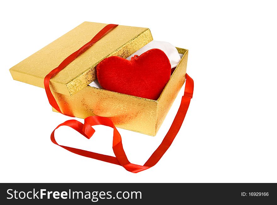 Gold Box With Red Heart