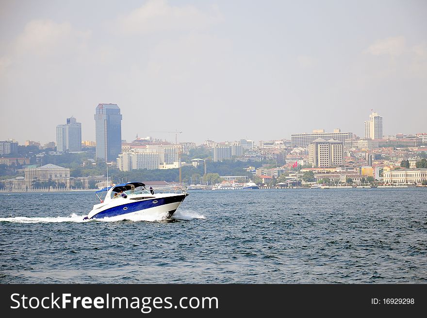 Boat on sea in Istanbul, Turkey