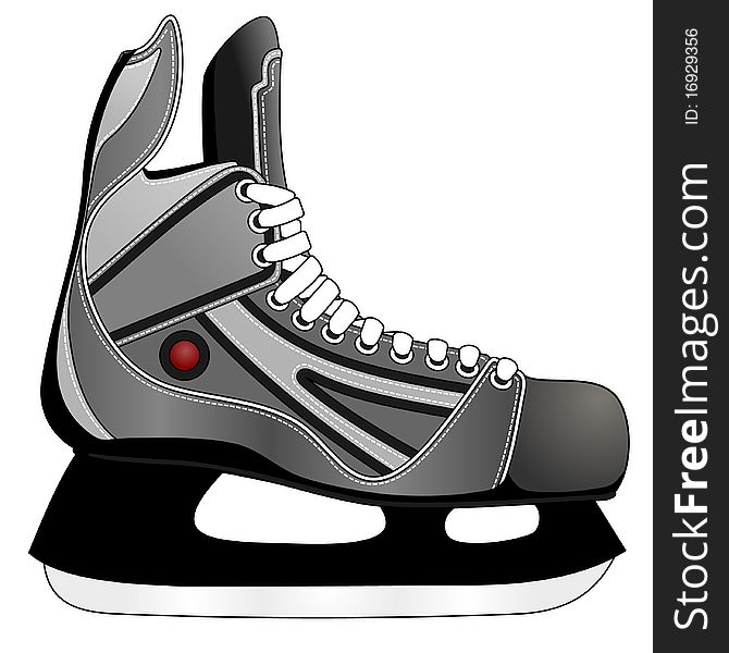 Ice hockey skates in cartoon style, isolated illustrations