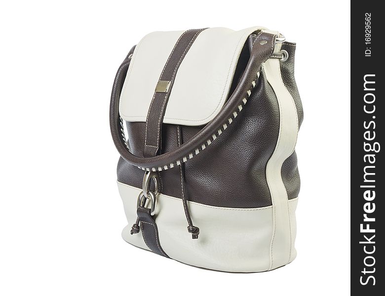 White And Brown Leather Handbag