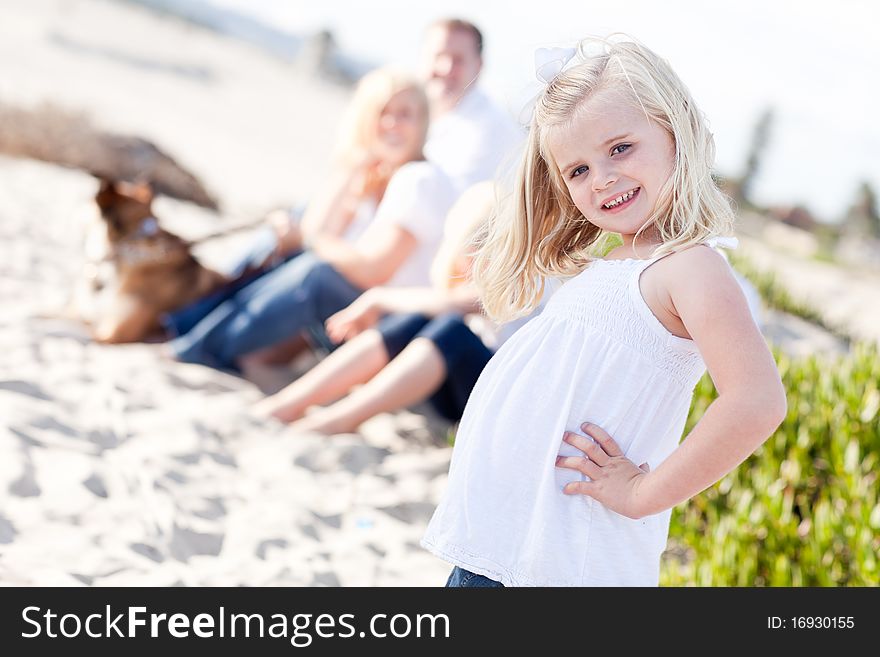 Adorable Blonde Girl Having Fun At the Beach