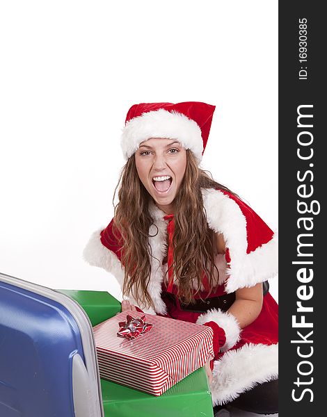 Mrs Santa Suitcase Presents Happy