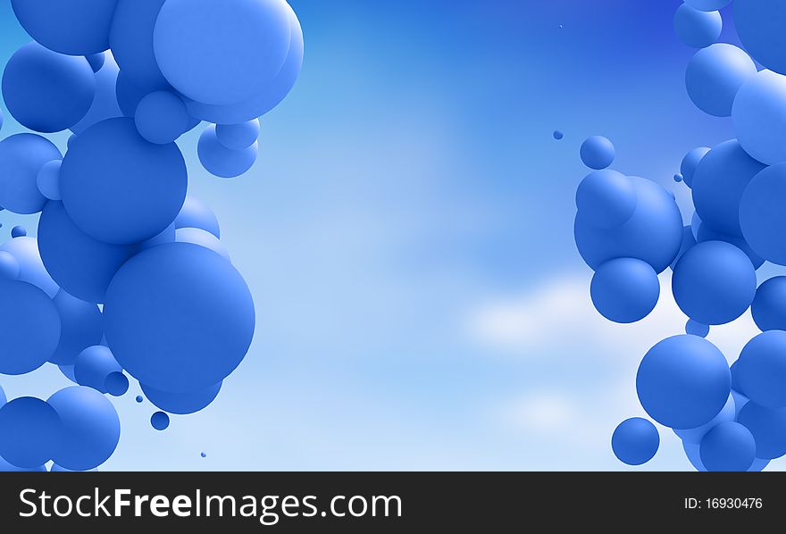 Abstract background with blue spheres. Abstract background with blue spheres