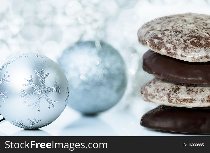 Stack of Gingerbread Cookie with christmas background