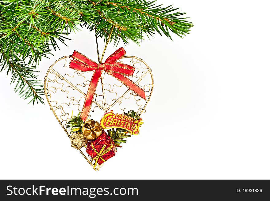 Christmas ornament, fir branch with the decor. Christmas ornament, fir branch with the decor.