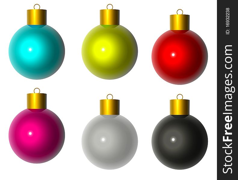 3D Christmas balls in different colors to work. 3D Christmas balls in different colors to work