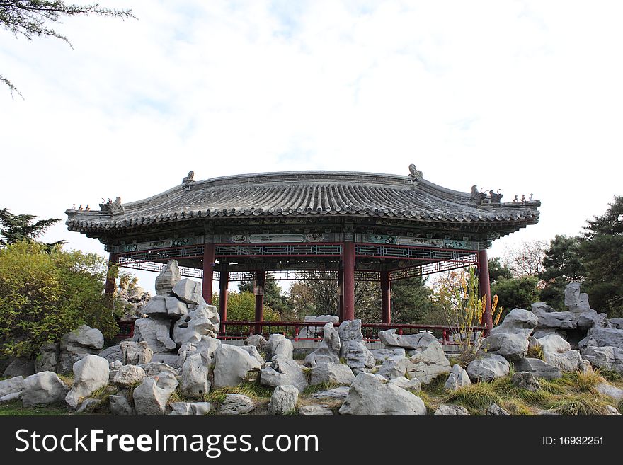 Fan-shaped Pavilion in Tiantan Park in BeiJing China