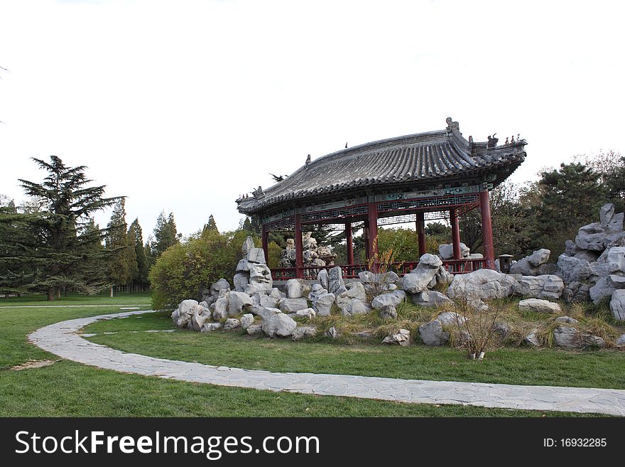 Fan-shaped Pavilion in Tiantan Park in BeiJing China
