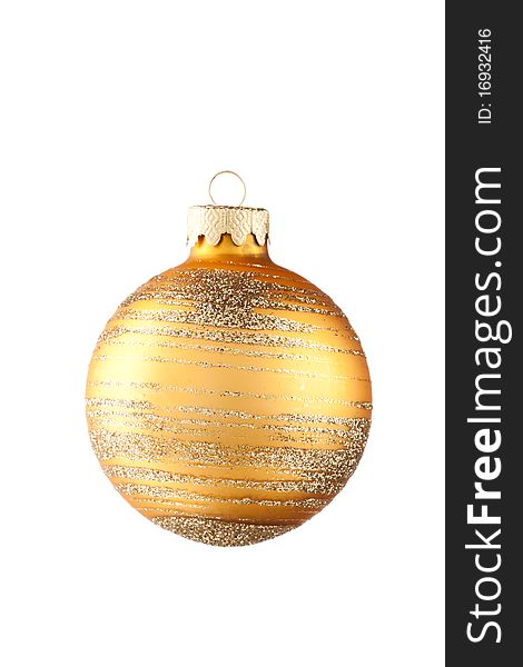 Golden Christmas ball isolated on white