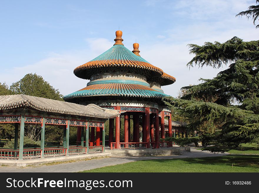 Double-Circle Longevity Pavilion in Tiantan Park in BeiJing China