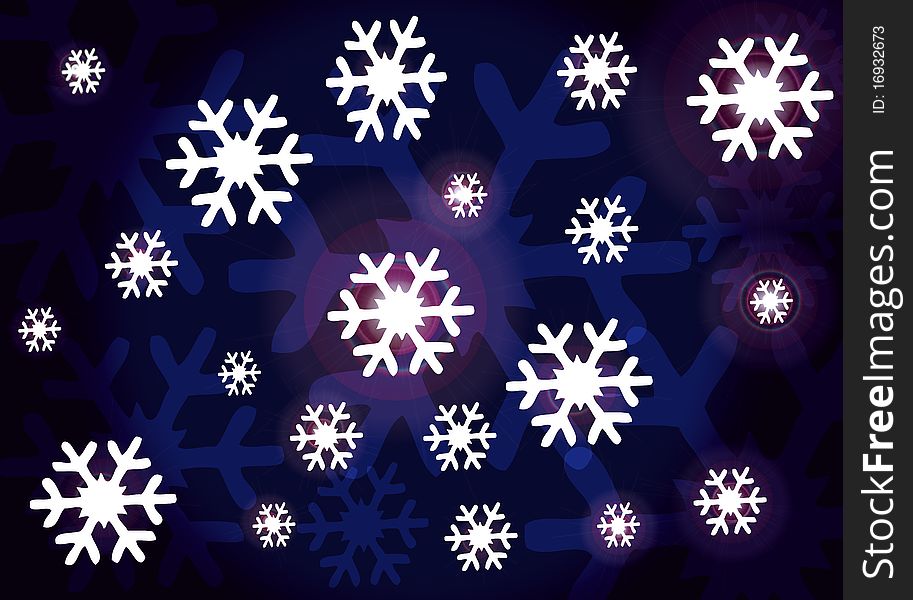 A background of snowflakes shinning. A background of snowflakes shinning