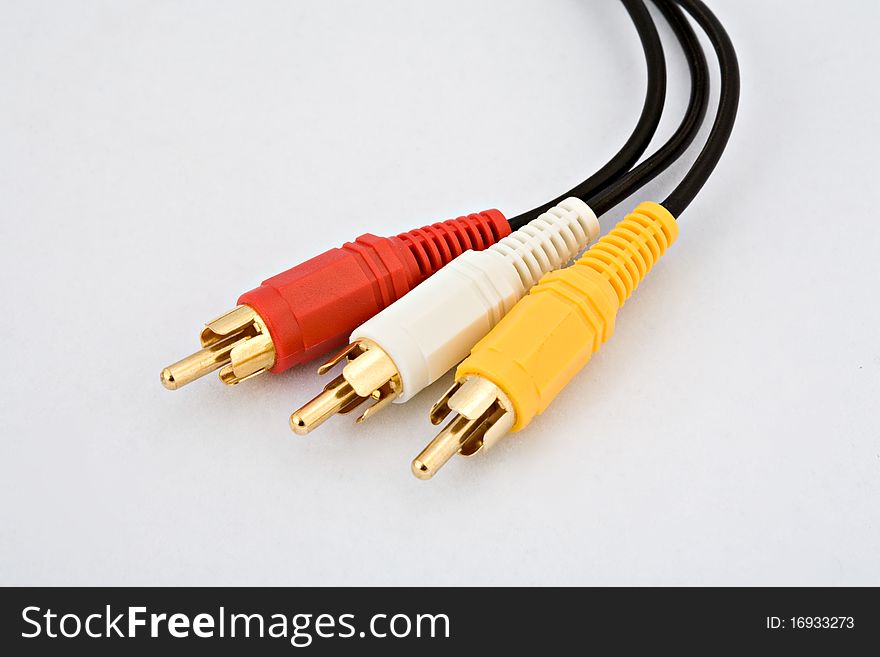 AV cables used in home stereos and entertainment systems. AV cables used in home stereos and entertainment systems.