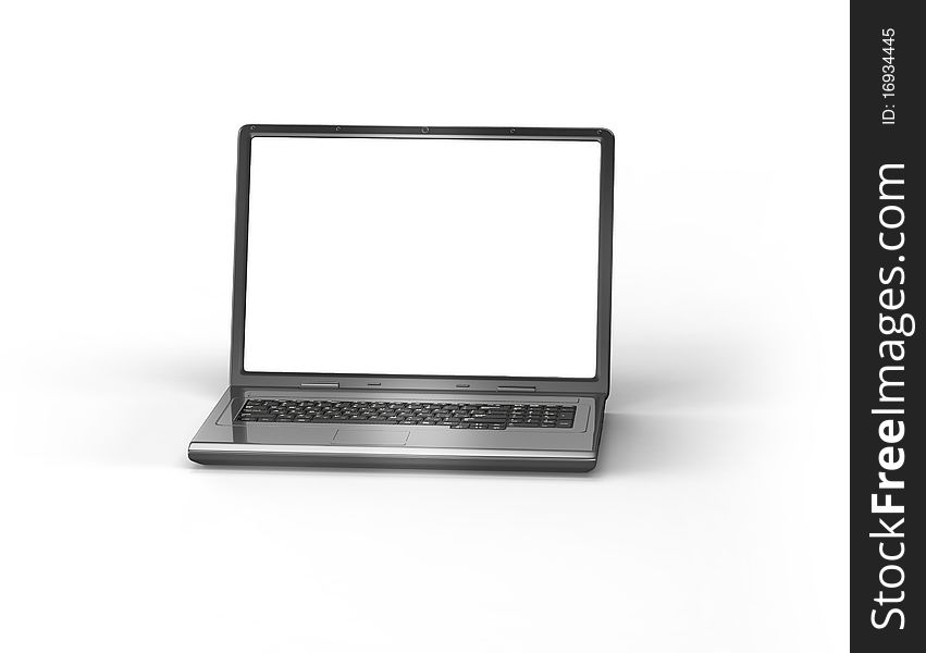 Blank laptop on white isolated. 3d render