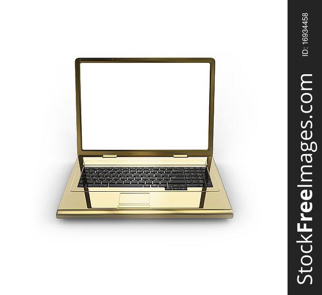 Blank laptop on white isolated. 3d render