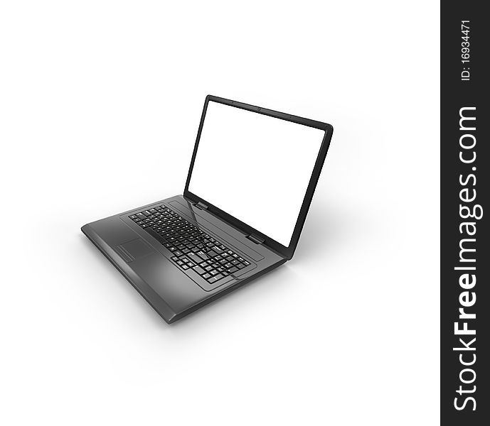 Laptop on white isolated. 3d render