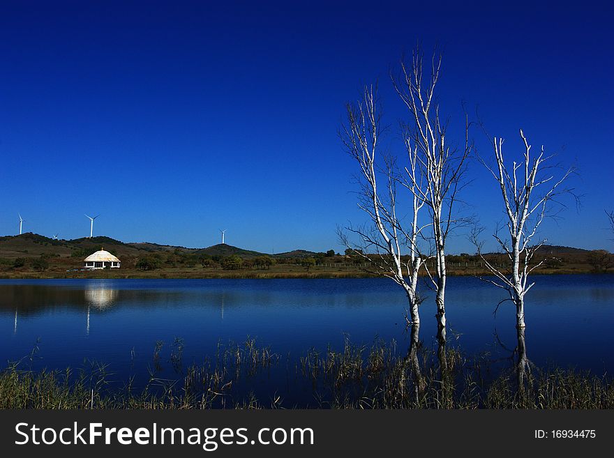 Landscape Of Blue Sky And Blue River