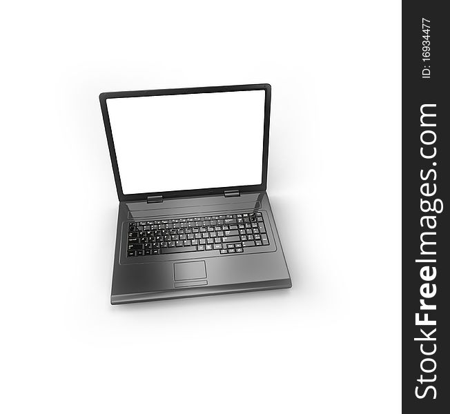 Laptop on white isolated. 3d render