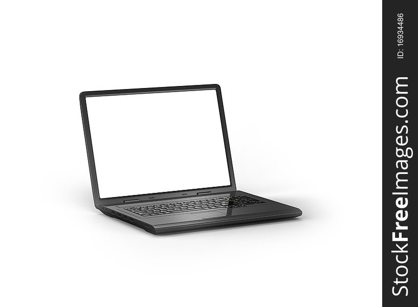 Laptop on white isolated. 3d render