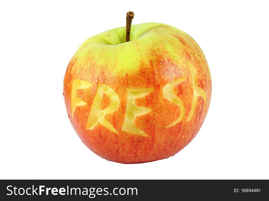 Apple with an inscription the fresh. Apple with an inscription the fresh