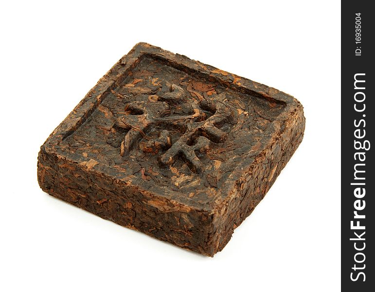 Pressed Briquette Of Tea With Hieroglyphic