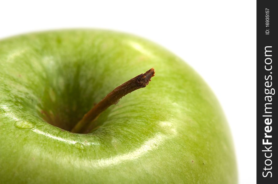 Gree apple close-up on white background