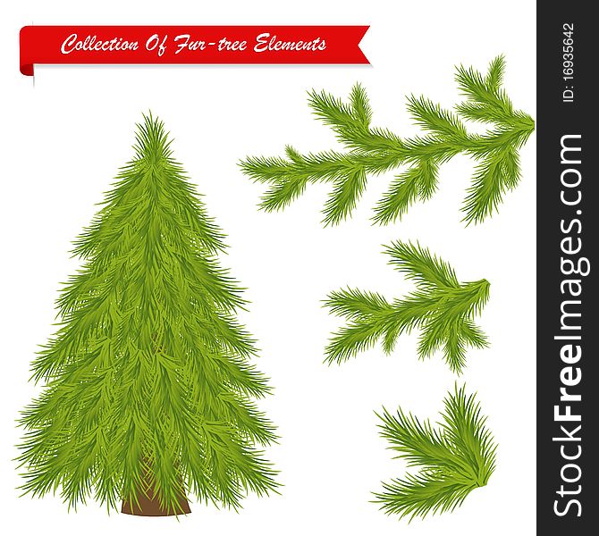 Collection Of Tree Elements. Vector