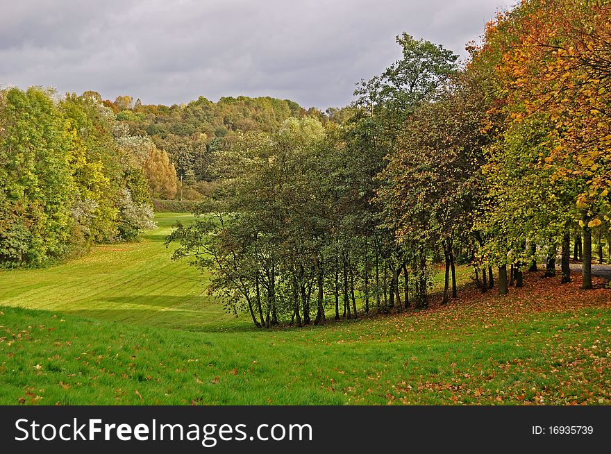 A typical Autumnal colourful British country scene. A typical Autumnal colourful British country scene