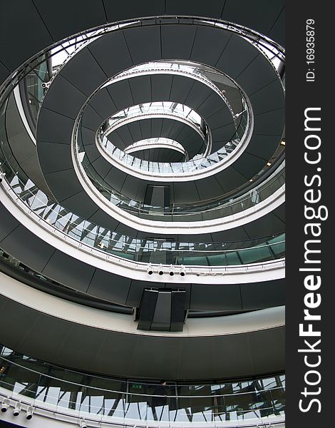 Spiral staircase inside Greater London Assembly Hall. Spiral staircase inside Greater London Assembly Hall