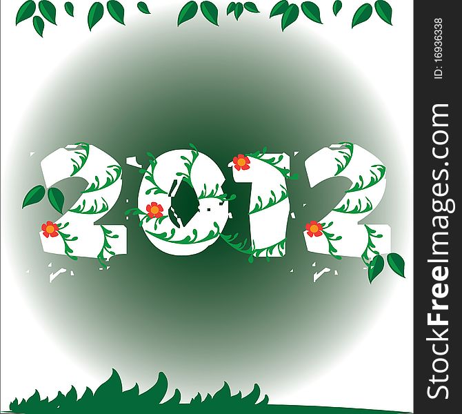 2012 word designed with flora and jungle look. 2012 word designed with flora and jungle look