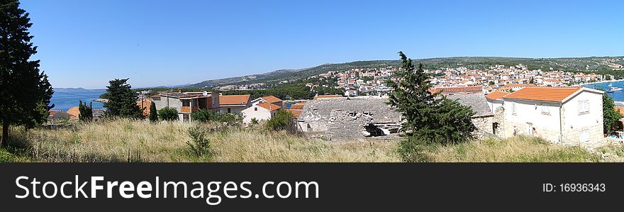 The panoramic view of the town of Primosten, Croatia. The panoramic view of the town of Primosten, Croatia